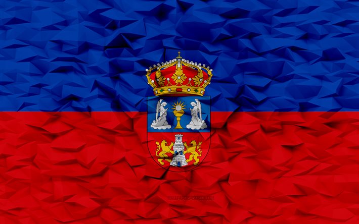 bandeira de lugo, 4k, província espanhola, fundo de polígono 3d, textura de polígono 3d, dia de lugo, 3d bandeira de lugo, símbolos nacionais espanhóis, arte 3d, província de lugo, espanha