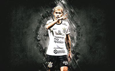 Joao Victor, Corinthians, Brazilian soccer player, defender, portrait, white stone background, Serie A, Brazil, football, Corinthians Paulista