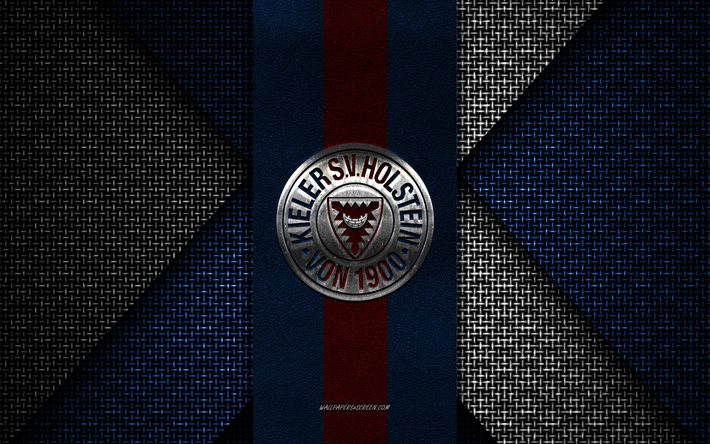 holstein kiel, 2 bundesliga, texture tricotée bleu blanc, logo holstein kiel, club de football allemand, emblème holstein kiel, football, kiel, allemagne