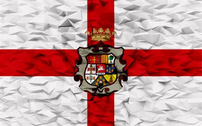 Flag of Huesca, 4k, Spanish province, 3d polygon background, Huesca flag, 3d polygon texture, Day of Huesca, 3d Huesca flag, Spanish national symbols, 3d art, Huesca province, Spain