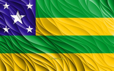4k, sergipe flagge, gewellte 3d flaggen, brasilianische staaten, flagge von sergipe, tag von sergipe, 3d wellen, staaten von brasilien, sergipe, brasilien