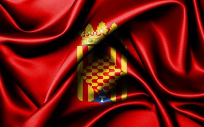 タラゴナの旗, 4k, スペインの地方, 布旗, タラゴナの日, 波状の絹の旗, スペイン, スペインの州, タラゴナ