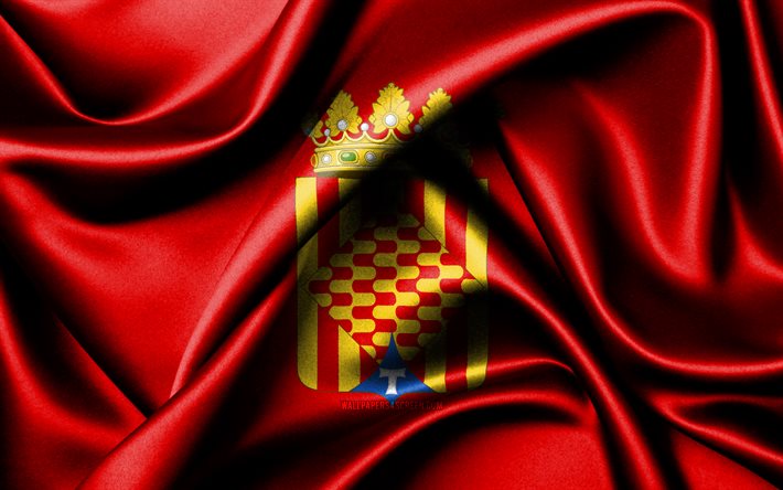 타라고나 플래그, 4k, 스페인 지방, 패브릭 플래그, 타라고나의 날, 타라고나의 국기, 물결 모양의 실크 깃발, 스페인, 스페인의 지방, 타라고나