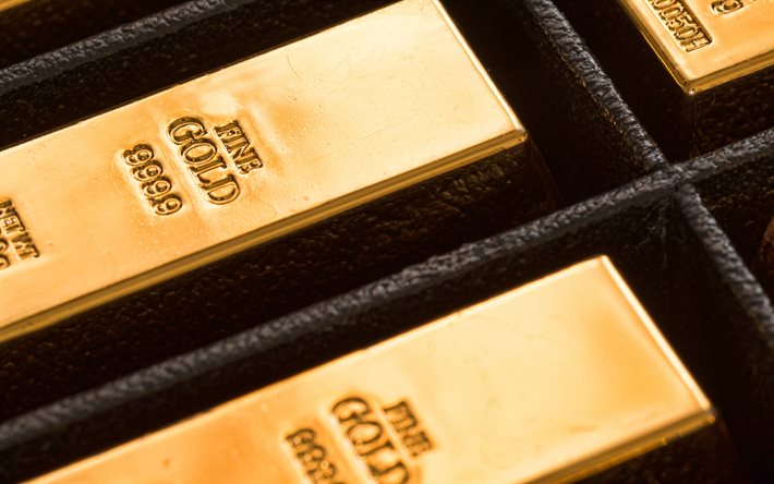 barras de oro, 4k, finanzas, lingotes de oro, 9999 oro, reservas de oro, conceptos de oro, presupuesto, fondo dorado