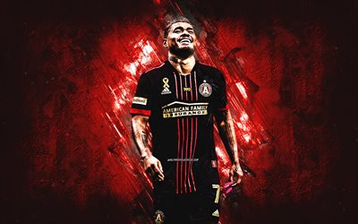 Josef Martinez, Atlanta United FC, Venezuelan soccer player, forward, MLS, red stone background, football, USA, Major League Soccer
