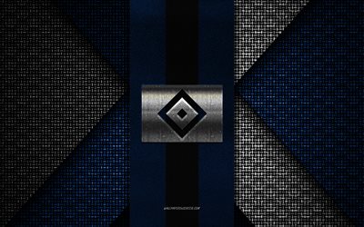 Hamburger SV, 2 Bundesliga, black blue knitted texture, Hamburger SV logo, German football club, Hamburger SV emblem, football, Hamburg, Germany