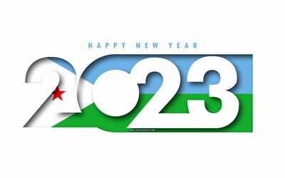 feliz año nuevo 2023 yibuti, fondo blanco, yibuti, arte mínimo, conceptos de yibuti 2023, yibuti 2023, fondo de yibuti 2023, 2023 feliz año nuevo yibuti
