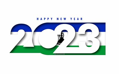 gott nytt år 2023 lesotho, vit bakgrund, lesotho, minimal konst, 2023 lesotho koncept, lesotho 2023, 2023 lesotho bakgrund, 2023 gott nytt år lesotho