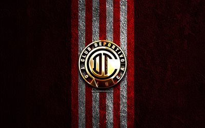 شعار ديبورتيفو تولوكا الذهبي, 4k, الحجر الأحمر الخلفية, liga mx, نادي كرة القدم المكسيكي, شعار ديبورتيفو تولوكا, كرة القدم, ديبورتيفو تولوكا, تولوكا إف سي