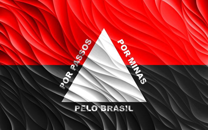4k, bandera de pasos, banderas 3d onduladas, ciudades brasileñas, bandera de passos, dia de los passos, ondas 3d, ciudades de brasil, pasos, brasil