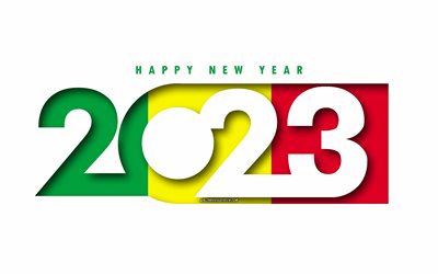 felice anno nuovo 2023 mali, sfondo bianco, mali, arte minima, concetti del mali del 2023, mali 2023, 2023 sfondo del mali, 2023 felice anno nuovo mali