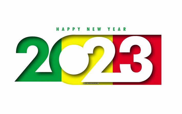 feliz año nuevo 2023 malí, fondo blanco, malí, arte mínimo, conceptos de malí 2023, malí 2023, fondo de malí 2023, 2023 feliz año nuevo malí