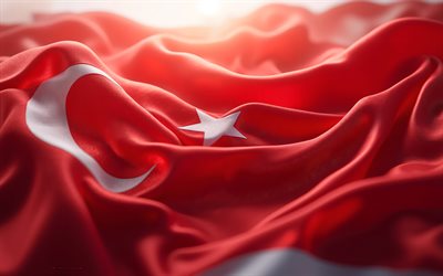 türkische flagge, 4k, flagge der türkei, seidenwellige textur, türkische wellenflagge, türkei flagge, europa, europäische union, truthahn