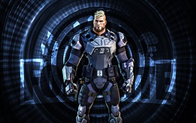 gunnar fortnite, 4k, blå spiral bakgrund, fortnite, kreativ, gunnar skin, fortnite gunnar skin, gunnar, fortnite karaktärer