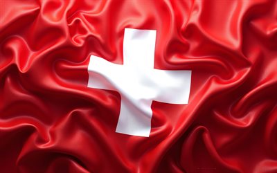 bandera suiza, 4k, bandera de suiza, textura ondulada de seda, bandera ondulada suiza, europa, unión europea, suiza