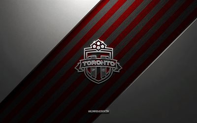 toronto fc logo, 4k, teräs tausta, amerikkalainen jalkapalloseura, punaisia ​​mustia viivoja, toronto fc  tunnus, mls, jalkapalloilija, toronto fc, usa, toronto fc metallilogo, toronto fc:n vaakuna