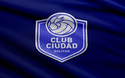 logo en tissu ciudad bolivar, 4k, fond de tissu bleu, primera nationale, bokeh, football, logo de ciudad bolívar, emblème de ciudad bolivar, club ciudad de bolívar, club de football argentin, ciudad bolívar fc