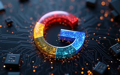 logotipo de vidro colorido do google, 4k, logotipo do google, fundo techno preto, emblema do google, sinal do google, fundo de tecnologia preta, google, logotipo do google em vidro