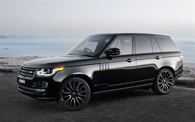 Land Rover, Range Rover Vogue, 2016, el SUV de lujo, negro, negro con ruedas