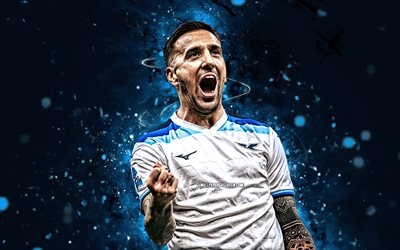 matias vecino, 4k, luci al neon blu, lazio fc, serie a, calciatori uruguaiani, calcio, matias vecino 4k, lazio, ss lazio, matias vecino lazio