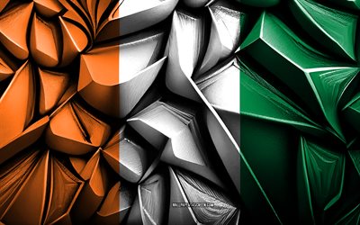 علم cote divoire, 4k, ثلاثي الأبعاد الملمس الإبداعي, كوت ديفوير 3d العلم, أفريقيا, علم الكوت العلم, الفن ثلاثي الأبعاد, كوت divoire, علم البلدان الأفريقية
