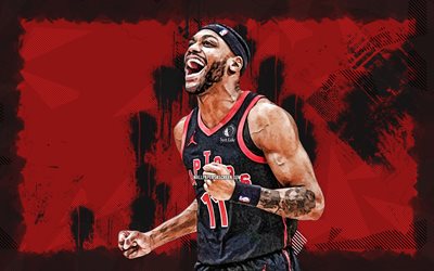 4k, bruce brown, fond grunge rouge, raptors de toronto, nba, players de basket ball américains, basket ball, bruce brown 4k, association nationale de basket ball, bruce brown toronto raptors