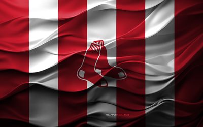4k, boston red sox logosu, kırmızı beyaz 3d arka plan, boston red sox amblemi, amerikan beyzbol takımı, boston red sox bayrağı, 3d doku, mlb, amerika, boston red sox, beyzbol, major league beyzbol