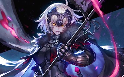 joan d'arc, bataille, fate grand ordre, lune, guerrier, fate grand order personnages, manga, joan alter, destin apocryphe