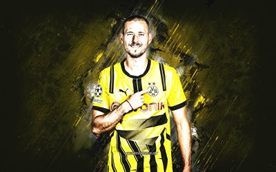 Waldemar Anton, Borussia Dortmund, German Footballer, Yellow Stone Background, Grunge Art, BVB, Bundesliga, Germany, football