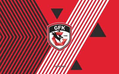 gaziantep fk logosu, 4k, türk futbol takımı, kırmızı siyah çizgiler arka plan, gaziantep fk, türk süper lig, türkiye, hat sanatı, gaziantep fk amblemi, futbol, gaziantep
