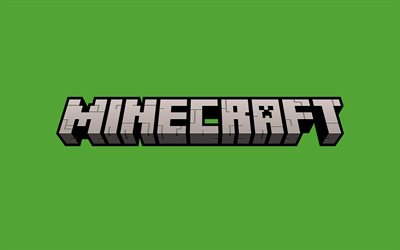 logotipo de minecraft, 4k, minimalismo, creativo, fondos verdes, logotipo de juegos, minecraft