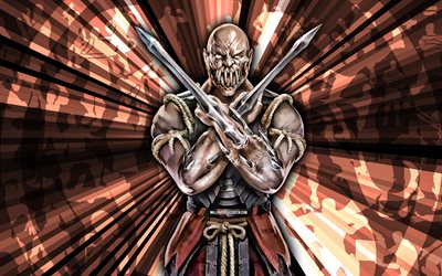 4k, baraka, kuolevainen kombat, brown rays  tausta, mkm, abstrakti taide, mortal kombat mobile, mortal kombat  hahmot, mortal kombat x, baraka mortal kombat, luova taide