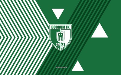 bodrum fk logosu, 4k, türk futbol takımı, yeşil beyaz çizgiler arka plan, bodrum fk, türk süper lig, türkiye, hat sanatı, bodrum fk amblemi, futbol