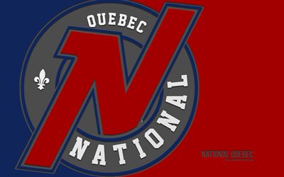 logo national du québec, 4k, fond bleu rouge, art du carbone, lnah, emblème national du québec, équipe canadienne de hockey, canada, québec national, hockey