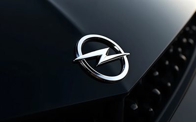 logotipo de opel, 4k, capucha negra, logotipo de metal cromado de opel, signo opel, emblema de opel, logotipo de opel en el capó negro, coches alemanes, opel