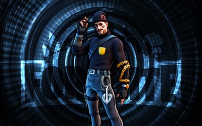 gremio de cazadores de invierno fortnite, 4k, fondo espiral azul, fortnite, creativo, aspecto del gremio de cazadores de invierno, aspecto del gremio de cazadores de invierno de fortnite, gremio de cazadores de invierno, personajes fortnite