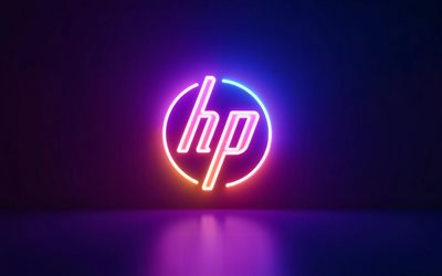 leuchtendes hewlett packard logo, 4k, schwarzer hintergrund, minimalismus, elektronikmarken, kreativ, hp logo, marken, kunstwerk, hewlett packard logo, hewlett packard