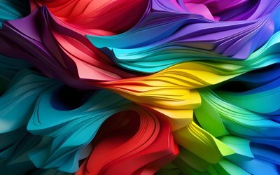 4k, curvas 3d coloridas, obra de arte, vórtice, projeto de materiais, ondas abstratas coloridas, fundo ondulado abstrato, curvas abstratas, ondas abstratas, fundos abstratos