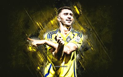Aymeric Laporte, Al Nassr FC, Spanish football player, yellow stone background, grunge art, football, Saudi Arabia, Al-Nassr, Aymeric Laporte Al Nassr