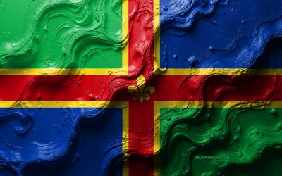 flag del lincolnshire, 4k, trama delle onde di pietra, bandiera del lincolnshire, flag 3d del lincolnshire, inghilterra, bandiere di contee cerimoniali dell'inghilterra, lincolnshire
