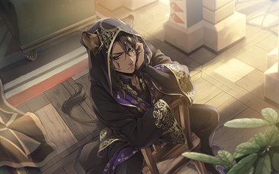 レオナ・キングショーラ, 緑の目, 漫画, ねじれたワンダーランド, シシミミ, アートワーク, reona kingusukara, ツイストワンダーランドのキャラクター, レオナ・キンシンコルのねじれワンダーランド
