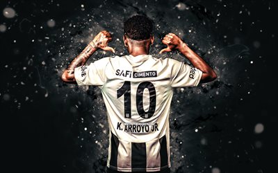 keny arroyo, 4k, beyaz neon işıklar, besiktas, süper lig, ekvador futbolcuları, keny arroyo 4k, futbol, besiktas jk, bjk, besiktas fc, keny arroyo besiktas
