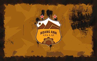 hoang anh gia lai fc 그런지 로고, 4k, v  리그 1, 오렌지 그런지 배경, 축구, hoang anh gia lai fc emblem, hoang anh gia lai fc 로고, hoang anh gia lai fc, 베트남 축구 클럽, hoang anh gia lai