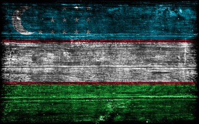 uzbekistan träflagga, 4k, träregra flaggor, asiatiska länder, uzbekistan, asien, uzbekisk flagga, uzbekiska nationella symboler