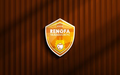 4k, renofa yamaguchi 3d 로고, j2 리그, 오렌지 3d 배경, 축구, renofa yamaguchi emblem, renofa yamaguchi 로고, renofa yamaguchi, 일본 축구 클럽, renofa yamaguchi fc