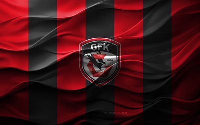 4k, logo gaziiantep fk, sfondo 3d nero rosso, super lig, emblema gaziantep fk, team di calcio turco, bandiera fk gaziantep, texture 3d, tacchino, gaziantep fc, calcio, gaziantep fk, gaziantep