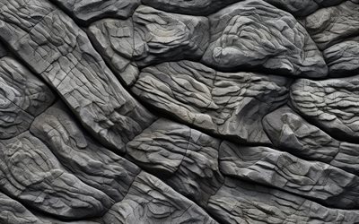 4k, 3D stone texture, gray stone, natural textures, wavy stone texture, natural stone, gray stone backgrounds, stone textures, 3D textures