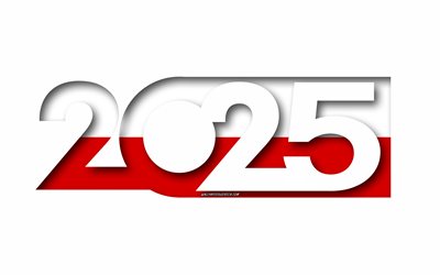 2025 polen, vit bakgrund, polen, minimal konst, 2025 polen  koncept, polen 2025, polens flagg, 2025 polen bakgrund