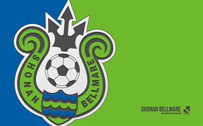 logo shonan bellmare, 4k, fond vert, carbone, shonan bellmare emblem, club de football japonais, ligue j1, japon, shonan bellmare, football, shonan bellmare fc