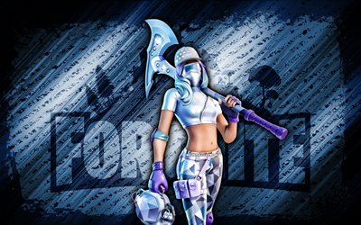 diamond diva fortnite, 4k, fond diagonal bleu, grunge, fortnite, œuvres d'art, peau de diva diamant, personnages fortnite, diva en diamant, peau de diamant diamant de fortnite